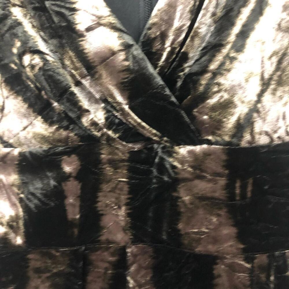 AB Studios Velour Party Dress V Neck Sleeveless Muted Stripe - Picture 5 of 9